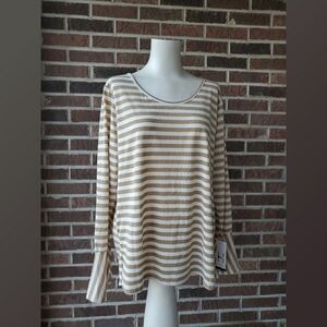 Hannah Gold and Ivory Striped Top Size XL NWT
